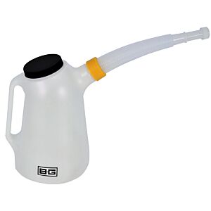 B-G Racing - PLASTIC 5 LITRE FLUID/FUEL/OIL MEASURING JUG WITH CAP & SPOUT - WHITE