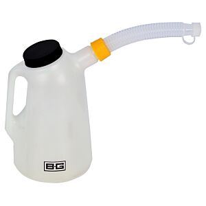 B-G Racing - PLASTIC 2 LITRE FLUID/FUEL/OIL MEASURING JUG WITH CAP & SPOUT - WHITE