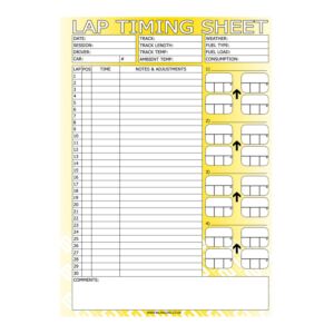 B-G Racing - LAP TIMING SHEETS (PAD OF 50)
