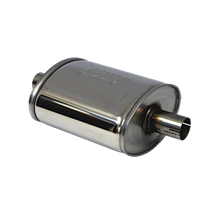 Simons - Demper ovaal 140/220 mm - Lengte 250 mm - ø44,5 mm hulzen - RVS