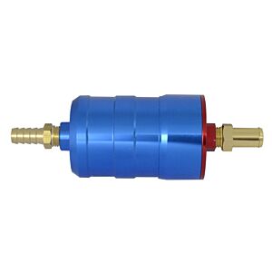 BULLET FUEL FILTER 12mm in - 10mm out met montage clips