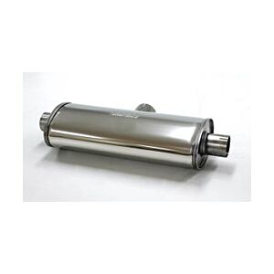 Simons - Demper ovaal 140/220mm - Lengte 500 mm - ø76 mm - 2x ø63.5 hulzen - RVS